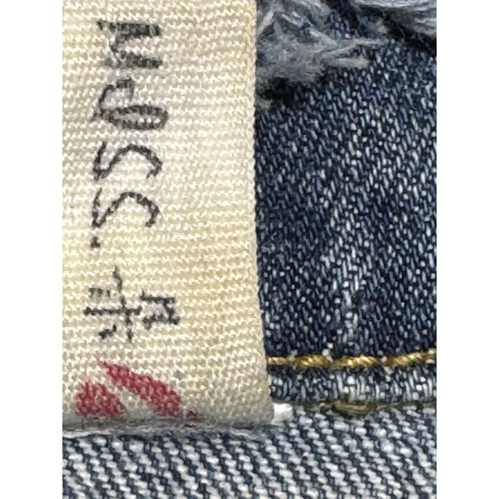 Crane Embroidered Blue Button-up Denim Jacket Destressed Detailing Women’s L