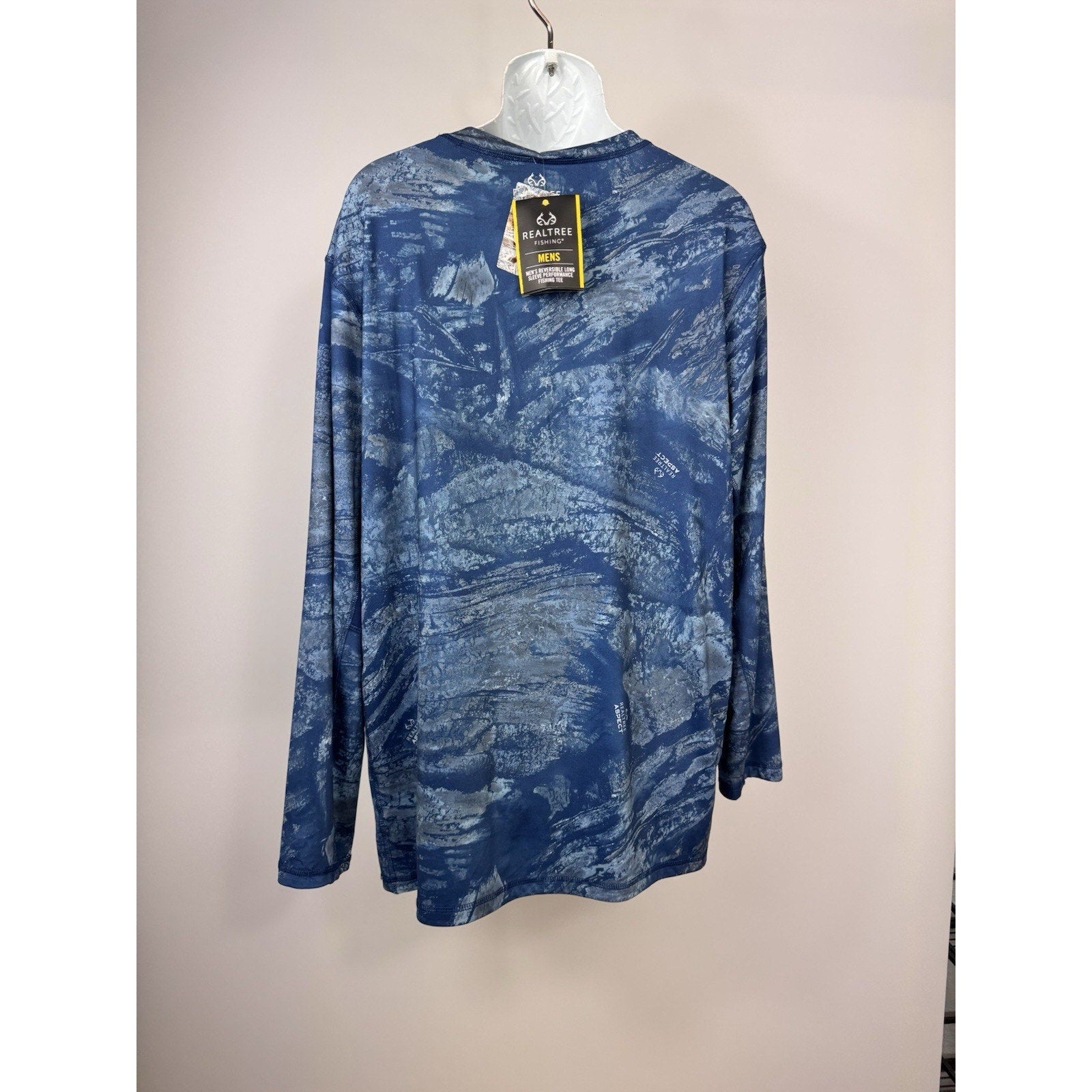 NEW Realtree Fishing Men's Shirt in Blue Reversible UPF30 Size 2XL