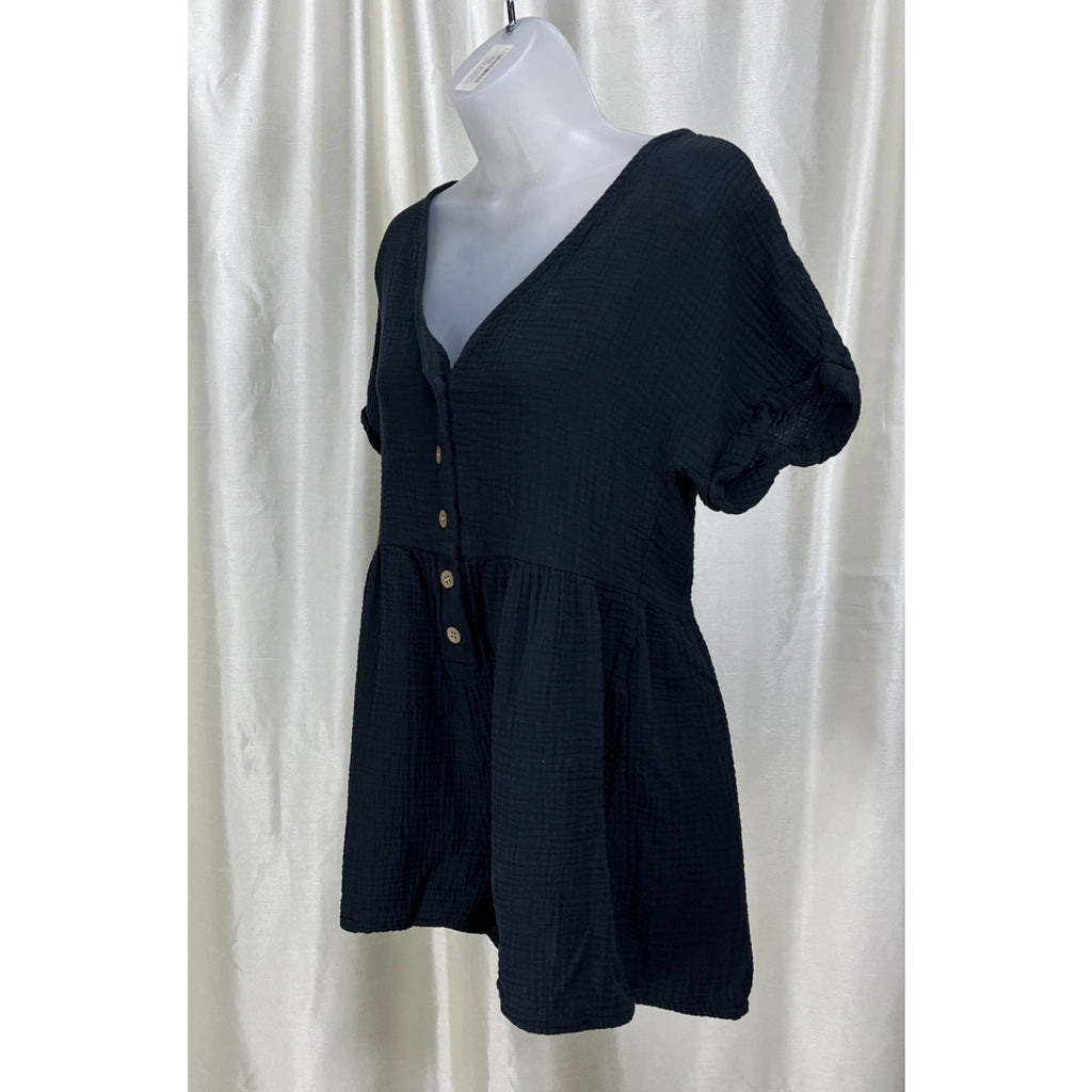 Women’s Emery Rose Black Button Flow Romper Small