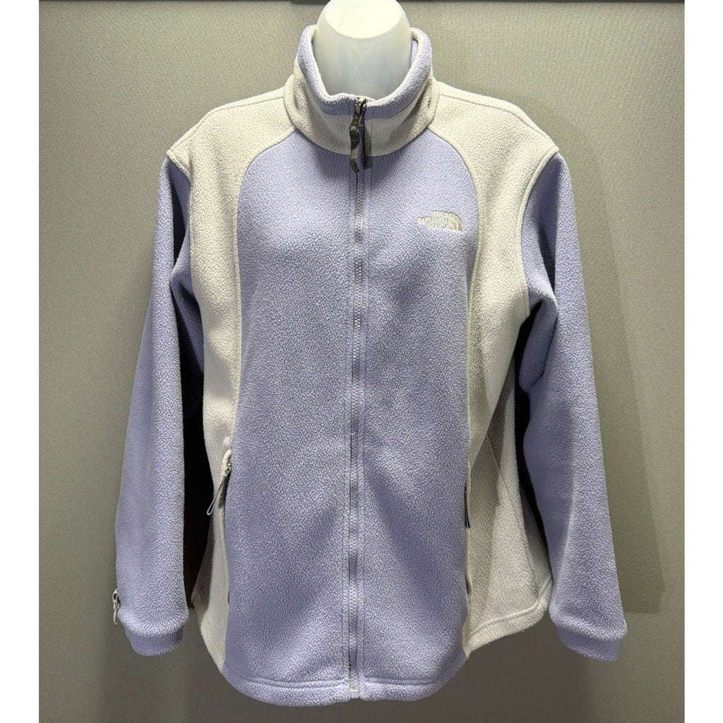 NORTH FACE Girls XL Purple Gray Full Zip Long Sleeve Fleece Jacket