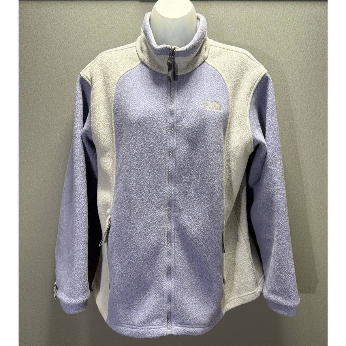 NORTH FACE Girls XL Purple Gray Full Zip Long Sleeve Fleece Jacket
