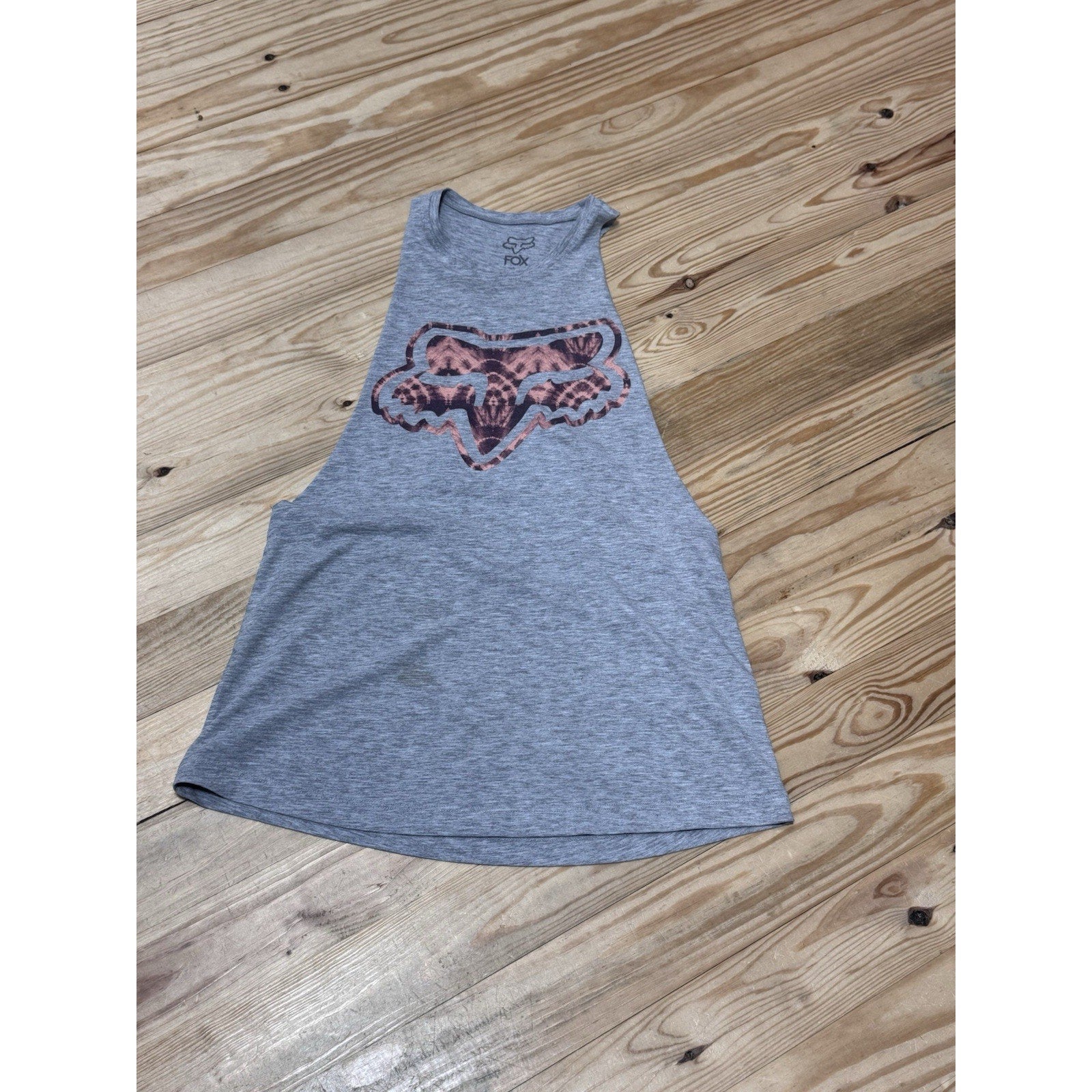 Fox Racing Tank Top Tee T-Shirt Gray Orange Fox Men’s Size Small