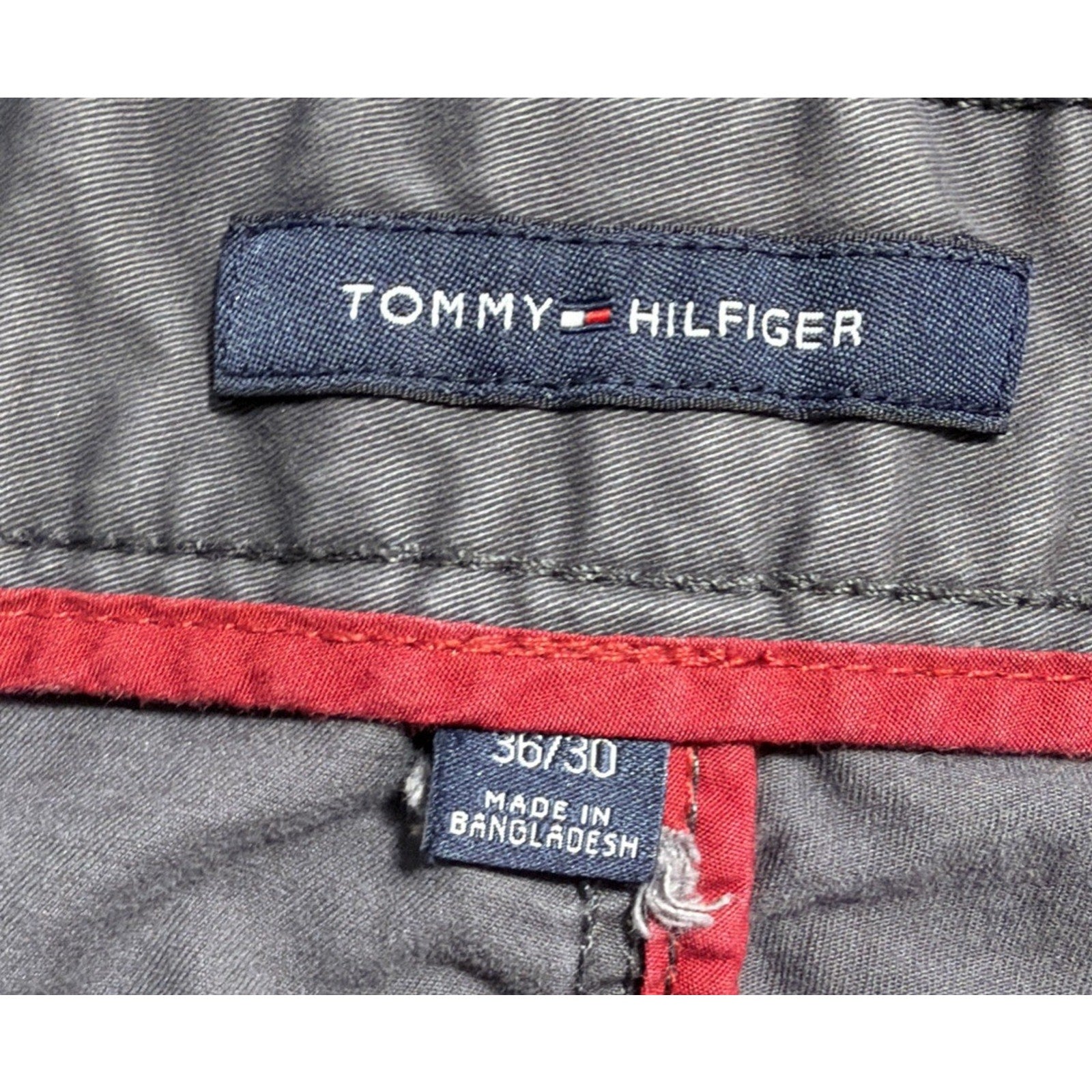 TOMMY HILFIGER Pants Mens 36x30 Gray Chino Custom Fit Slacks Business Casual
