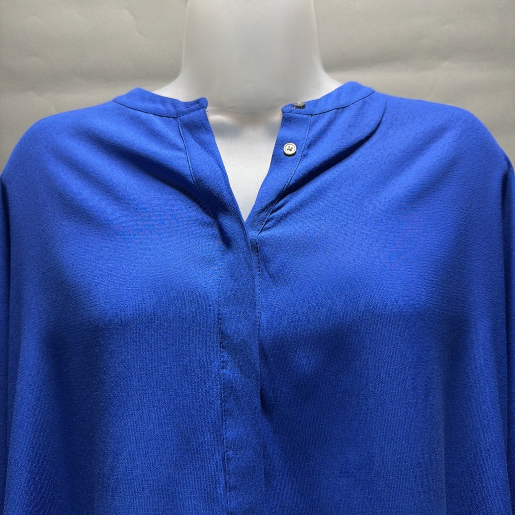 Banana Republic Tunic Oversized Hidden Button Royal Blue Top Womens Sz S Tall