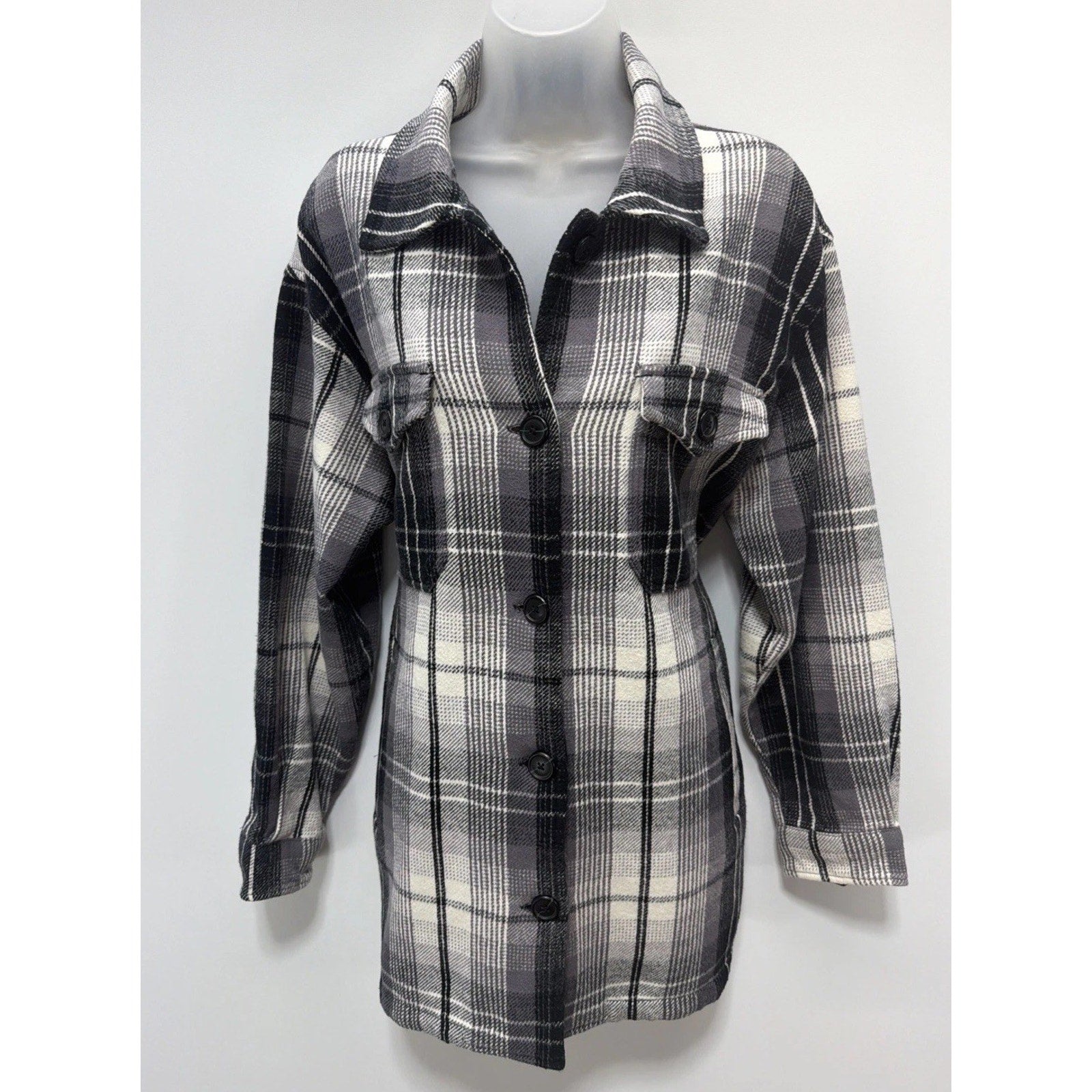 Lucky Brand Womens M Black Plaid Button Up Heavyweight Jacket NWT 179$ MSRP