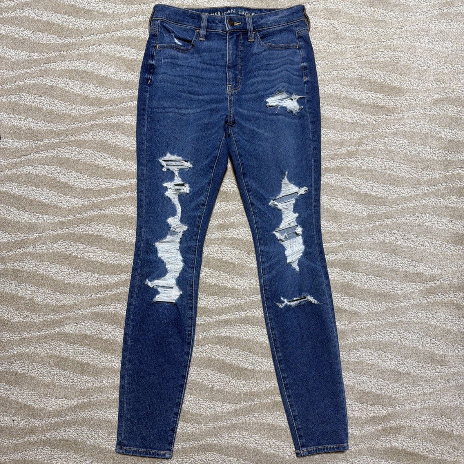 American Eagle Women's The Dream Jean Super Hi-Rise Stretch Denim Blue Jeans