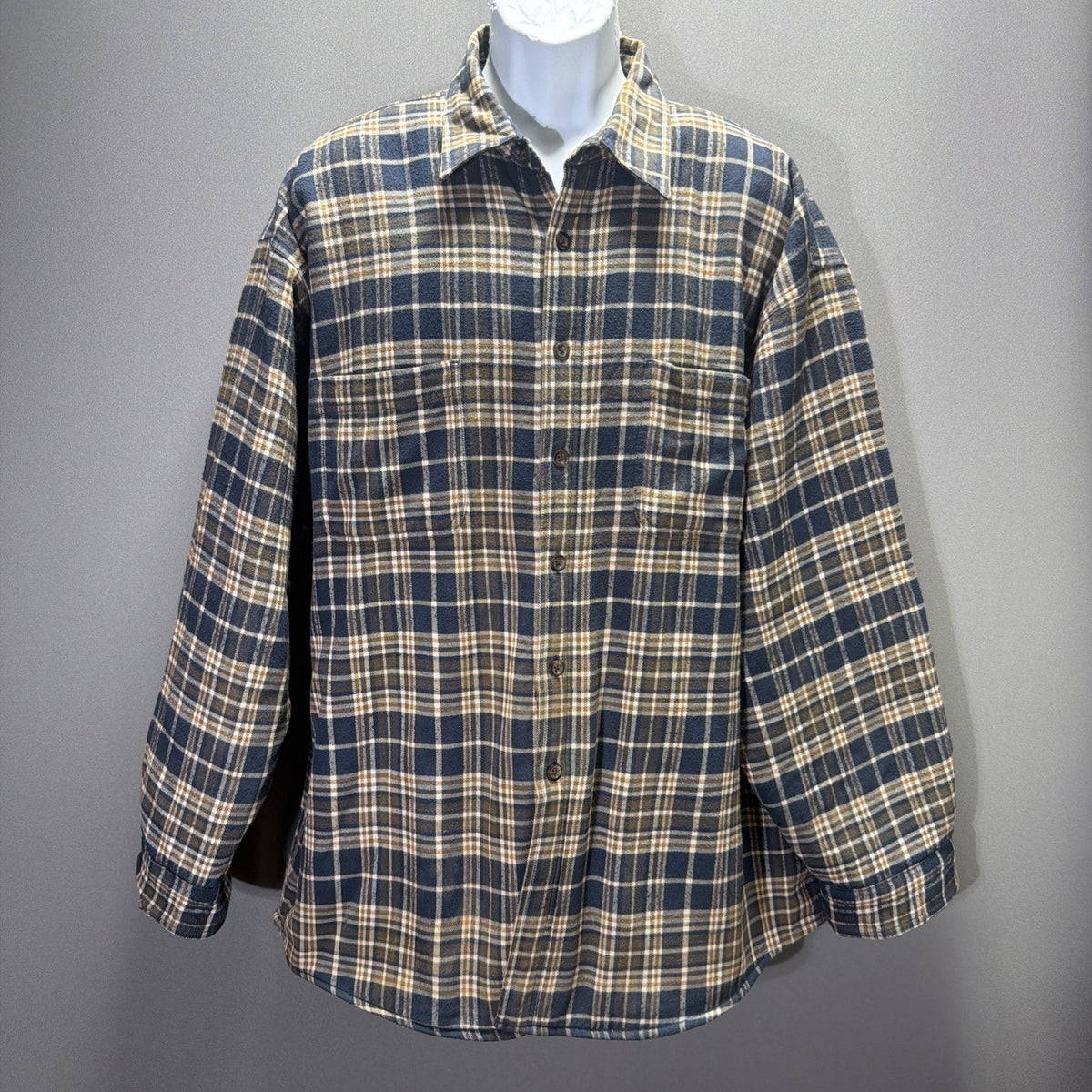 American Blue Authentic Men’s Size XL Lined Long Sleeve Plaid Flannel Shacket