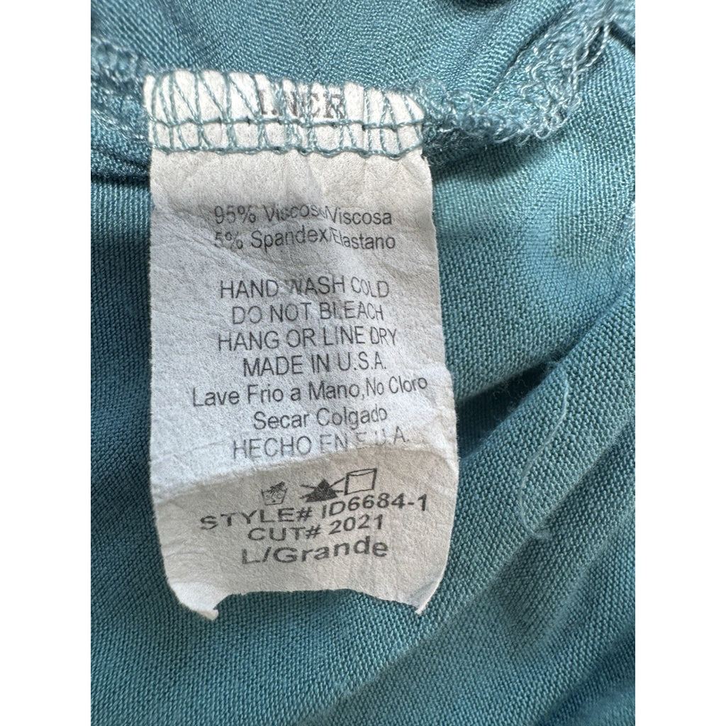 I.ner Turquoise Short Sleeve Dress Empire Waist V Neck Juniors Size Large