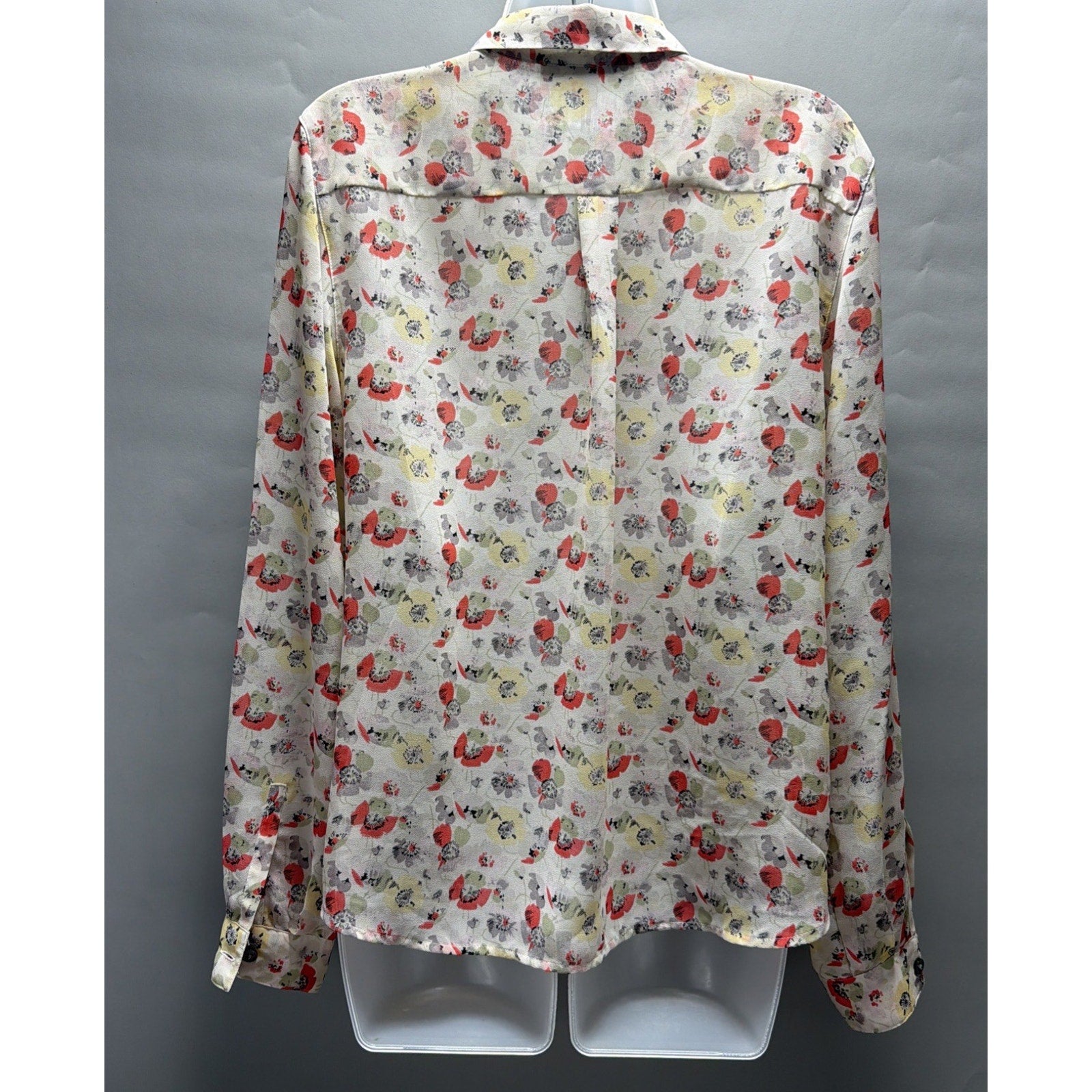 Ann Taylor Loft Shirt Floral Sheer Long Sleeve Medium
