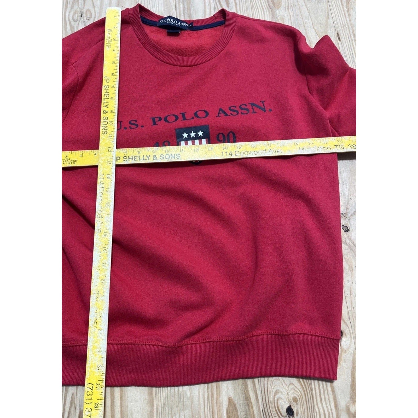 US Polo Assn Crewneck Fleece Sweatshirt Mens Size L Red Long Sleeve Pullover