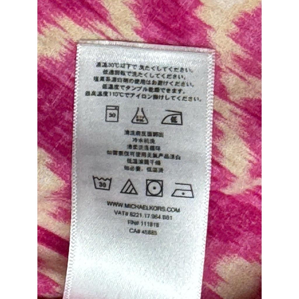 Michael Kors Women’s Top Pink Printed Long Sleeve Button Down Shirt Sz Medium