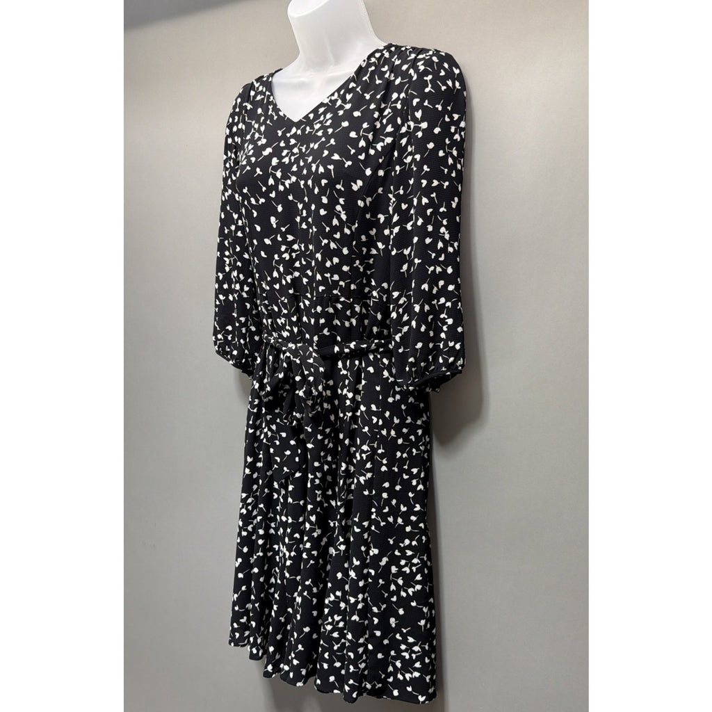 Talbot NWT Dress 4 Petite 3/4 Puff Sleeve Lined Floral Fit Flare Flouncy Career