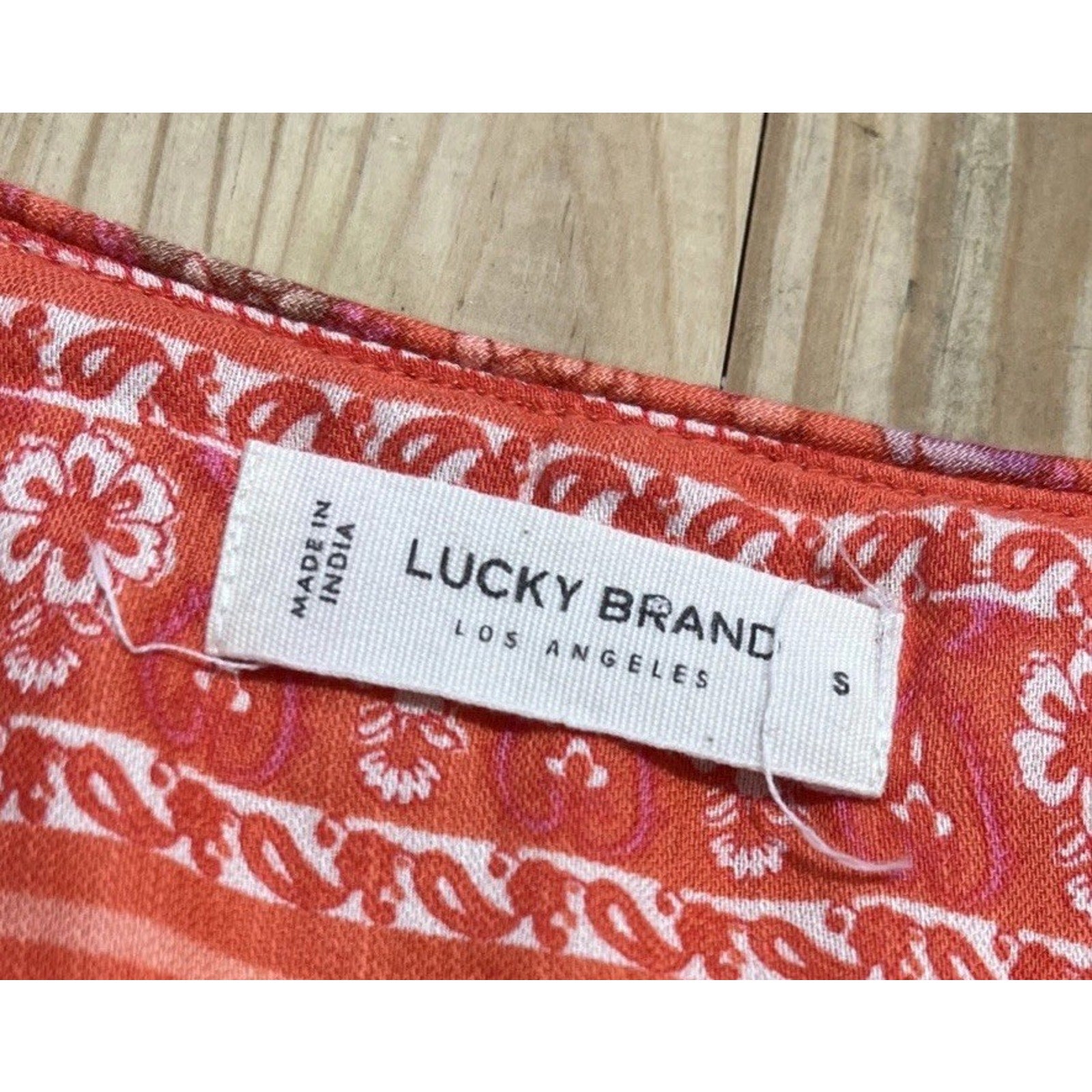 Lucky Brand Floral Lace Up Multi Long Sleeve Peasant Top Blouse Sz S