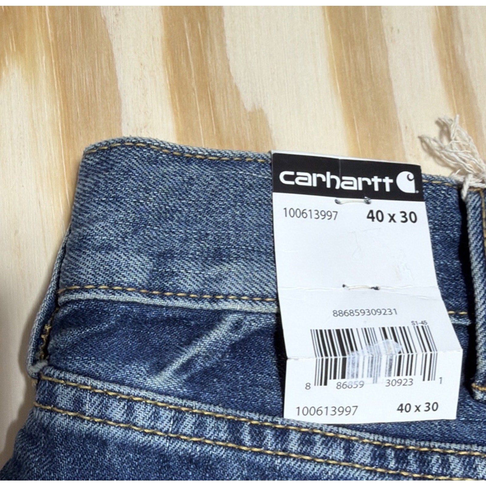 Vintage Carhartt Men's Relaxed Fit Denim Jeans Medium Wash 40x30 14806 Bd53 New