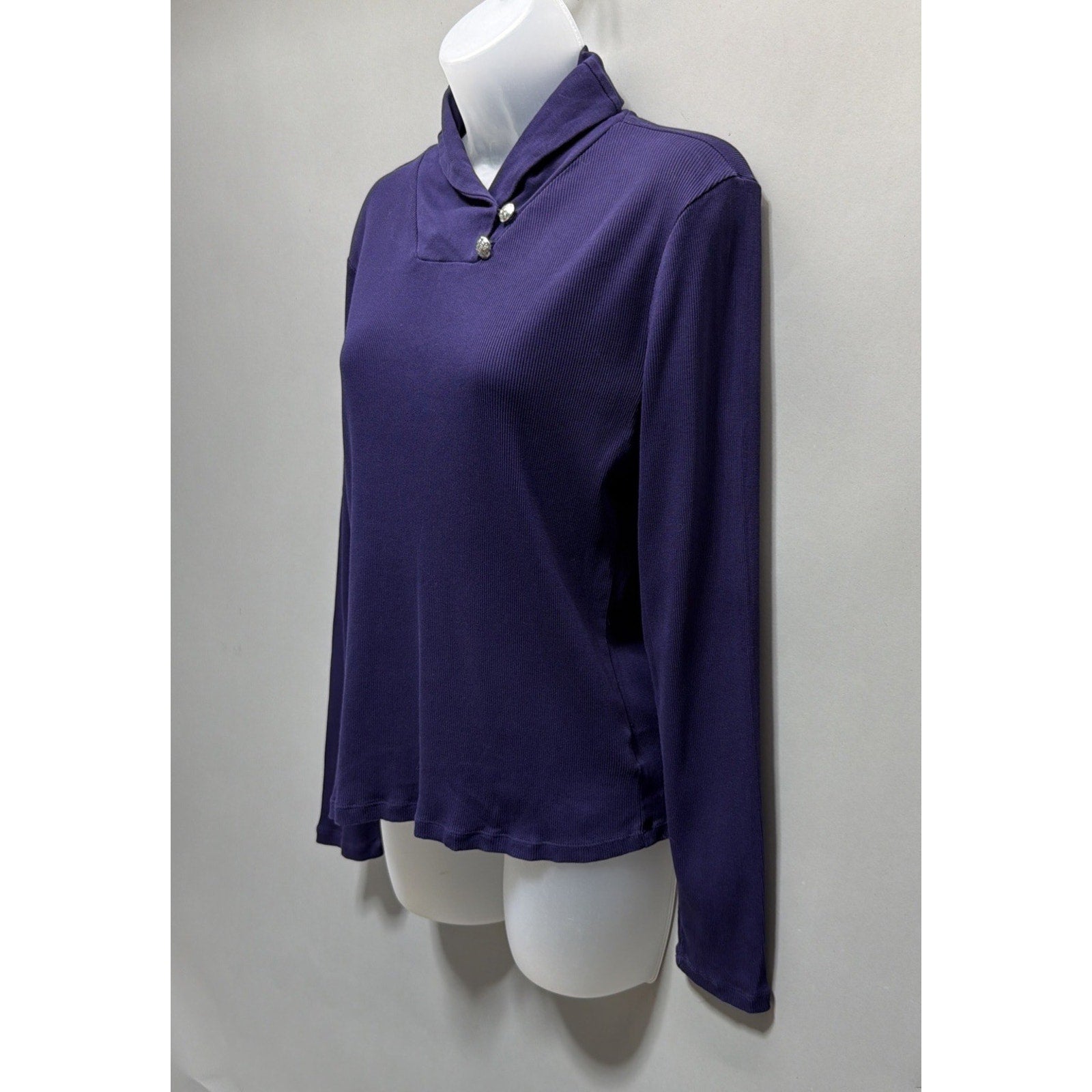 Lauren Ralph Lauren Purple Long Sleeve Shawl Collar Knit Top Women's Size M