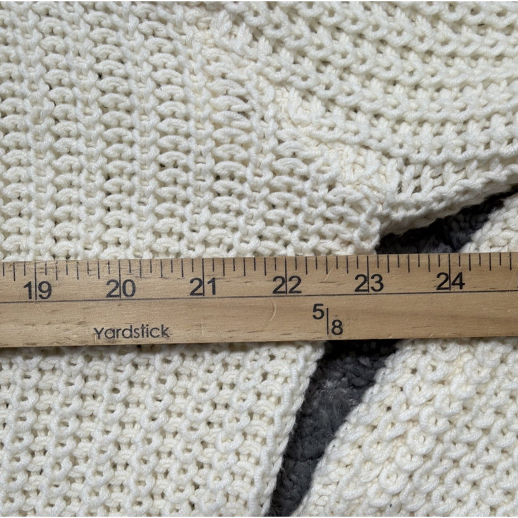 American Eagle Womens Ivory Knit Oversized Long Slv Sweater Cotton Acrylic XS