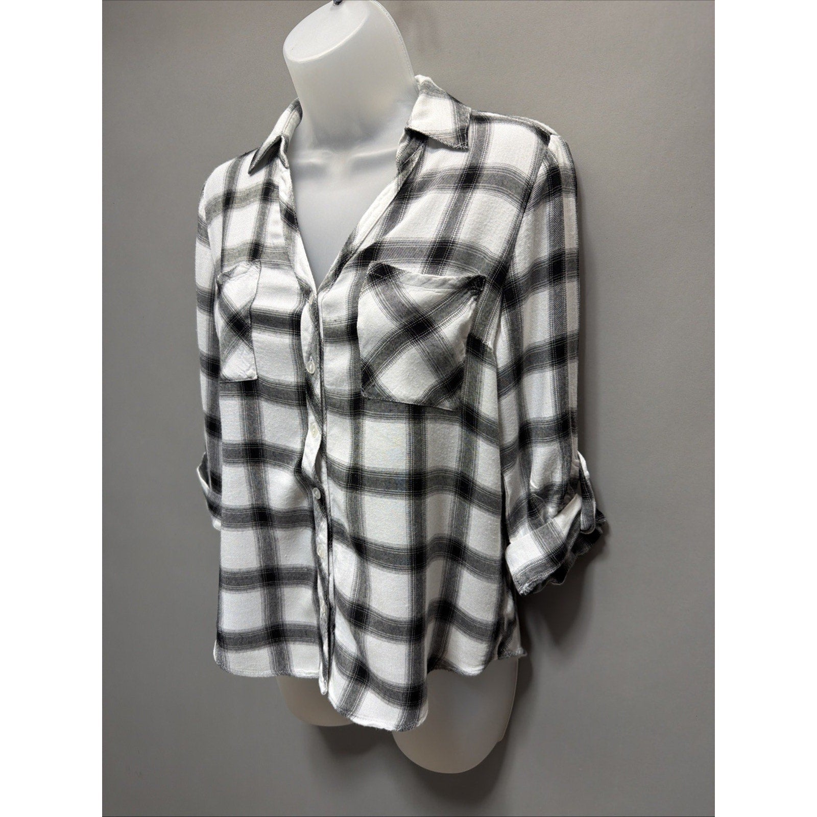 By & By Button Down Shirt Size S Plaid Western Country Hipster Geek