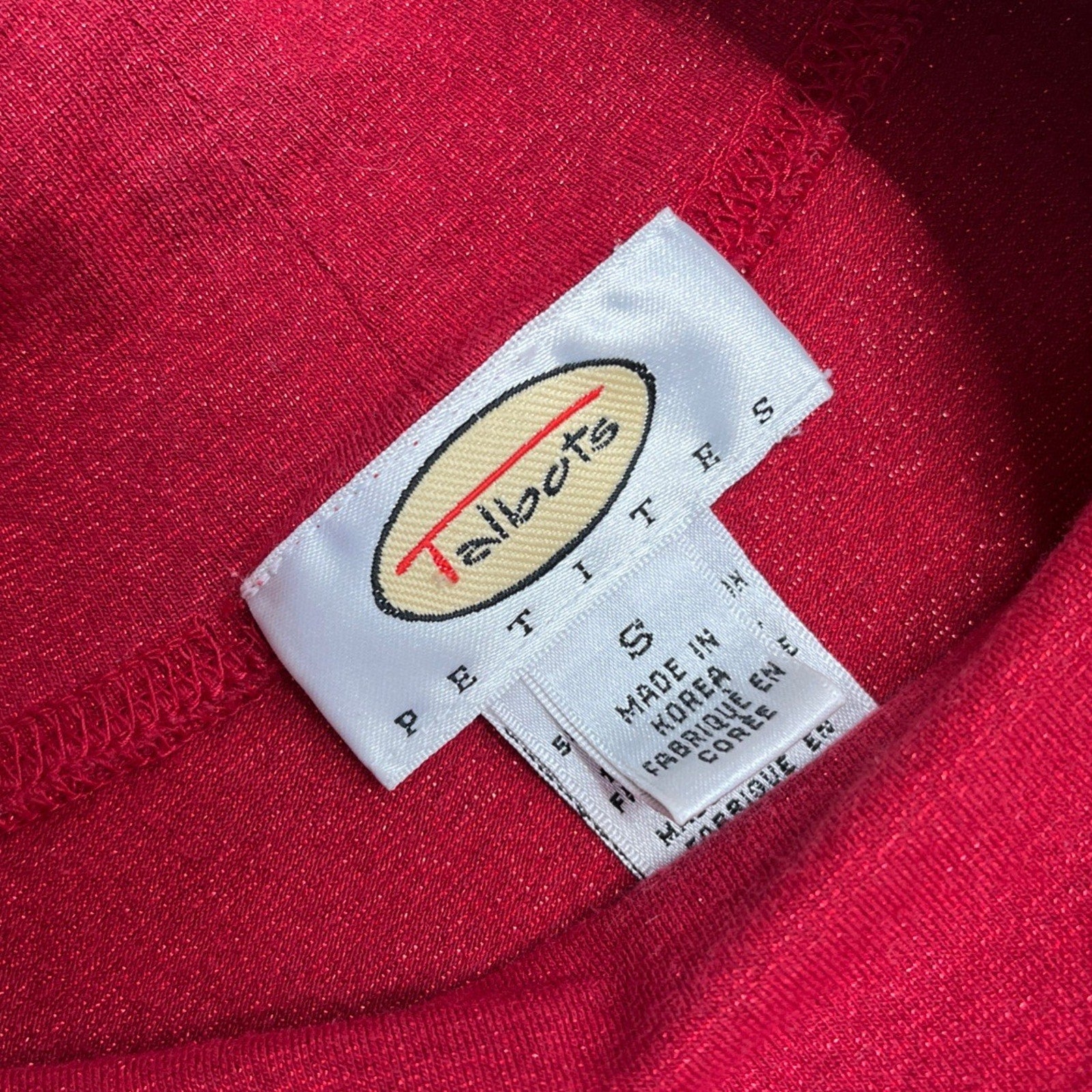 Talbots Women's Red Metallic Pullover Mock Turtleneck Sweater Size Petite Small