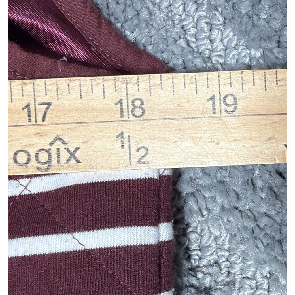 Honey Punch Quilted Linen Blend Red White Stripe Zip Front Lined Vest Medium