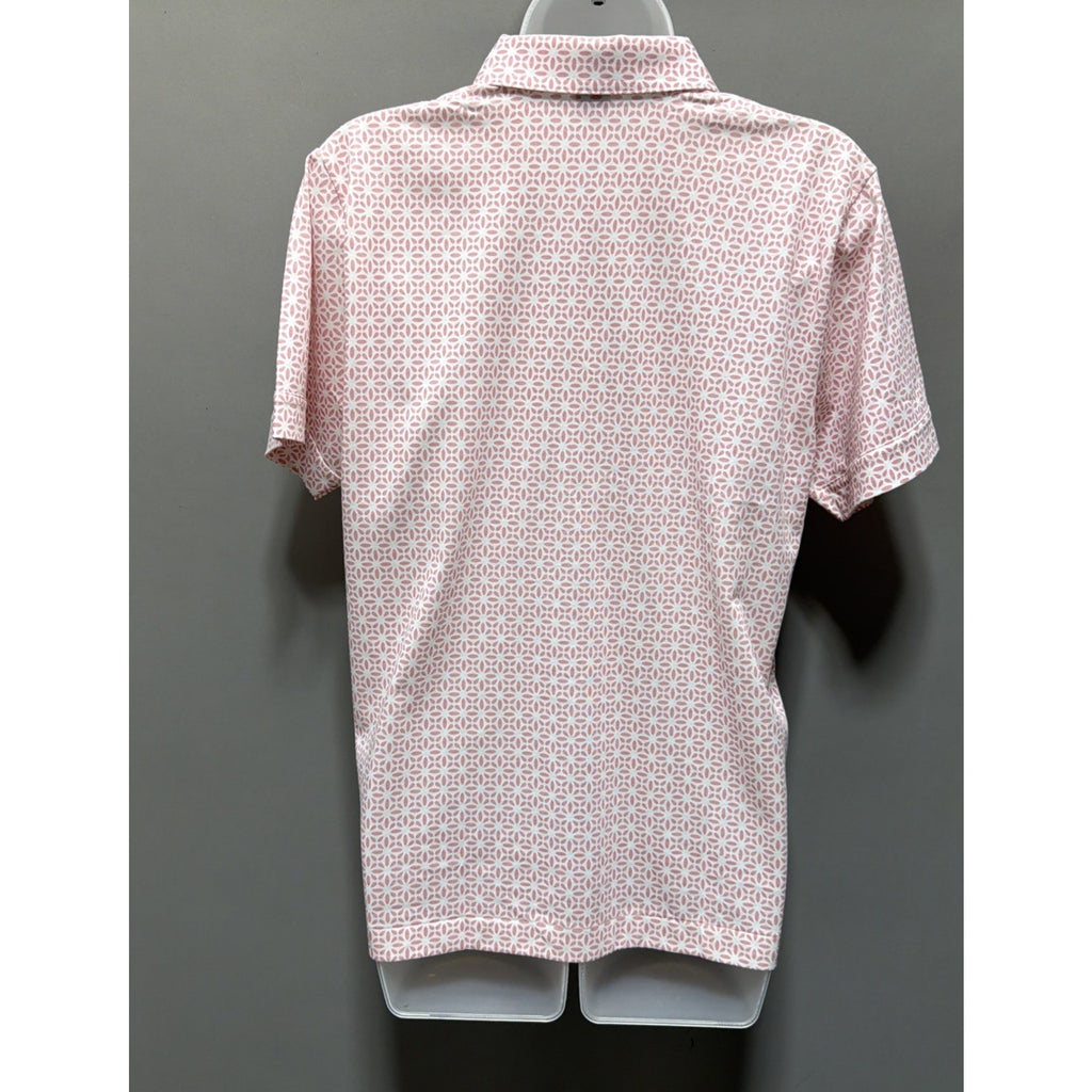 Leon Levin Women's Medium Polo Shirt Short Sleeve Pink And White Pattern Golf