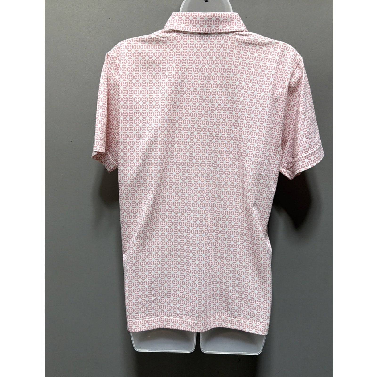 Leon Levin Women's Medium Polo Shirt Short Sleeve Pink And White Pattern Golf