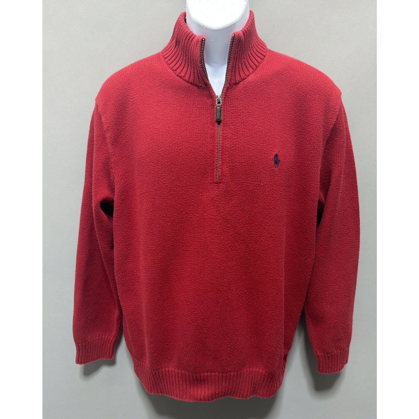 Vintage Polo Ralph Lauren 1/4 zip Knit sweatshirt Size L Preppy Casual Old Money