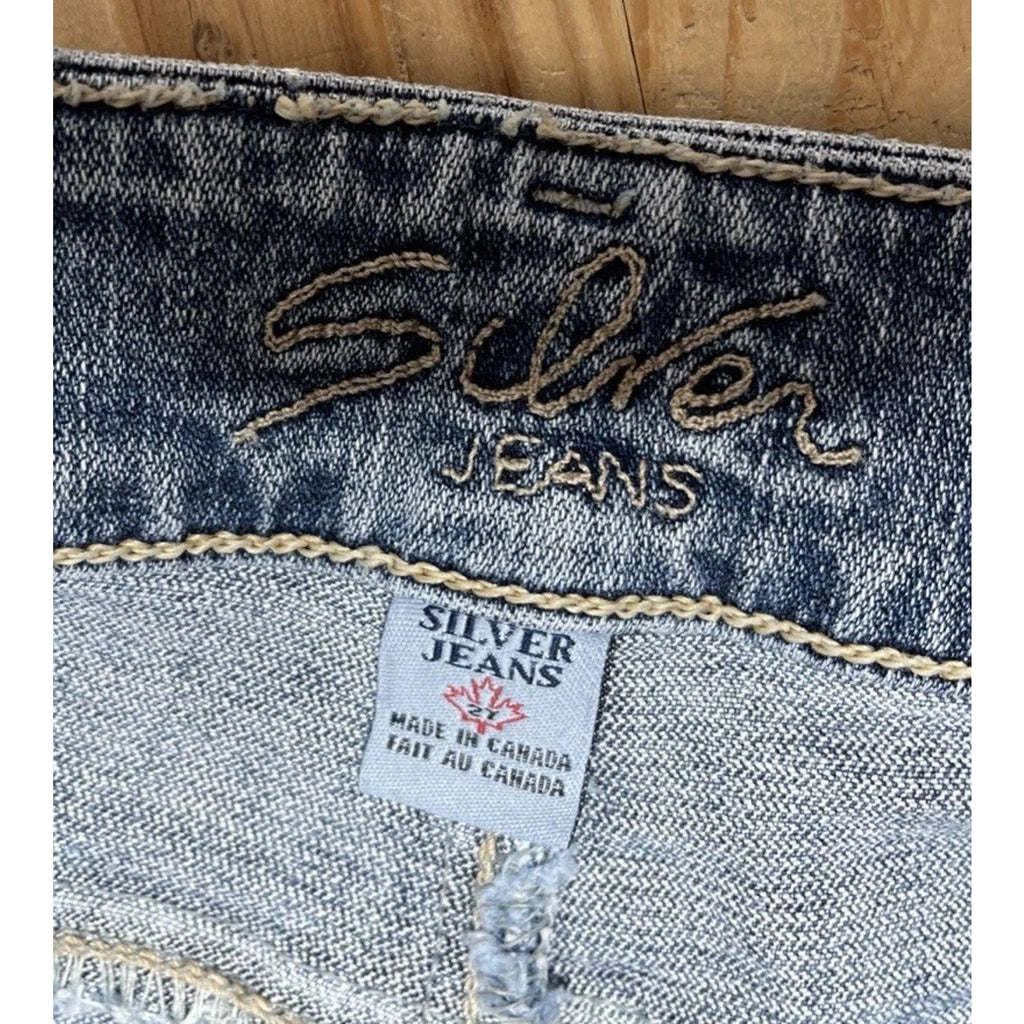 Silver Bitmap Capri Jeans Women's 27x23 Denim Medium Wash Stretch Low Rise