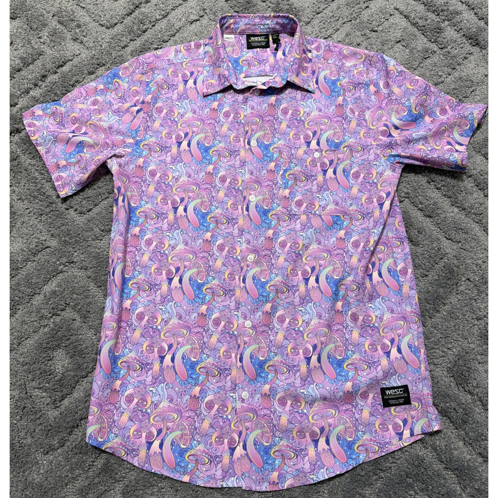 WeSC Psychedelic Trippy Mushroom Print Abstract Shirt Mens M Womens S Skater