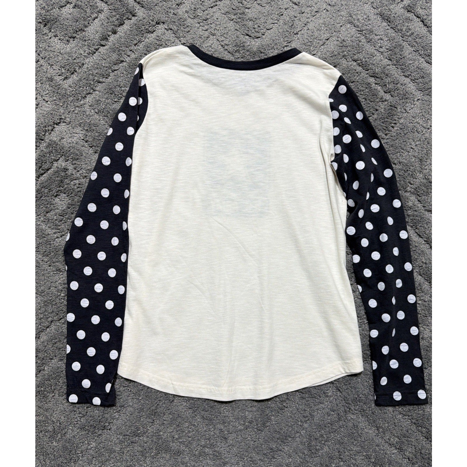 New Champion U.S ARMY Womens Long Sleeve Crew Neck Shirt White Blue Polka Dots M
