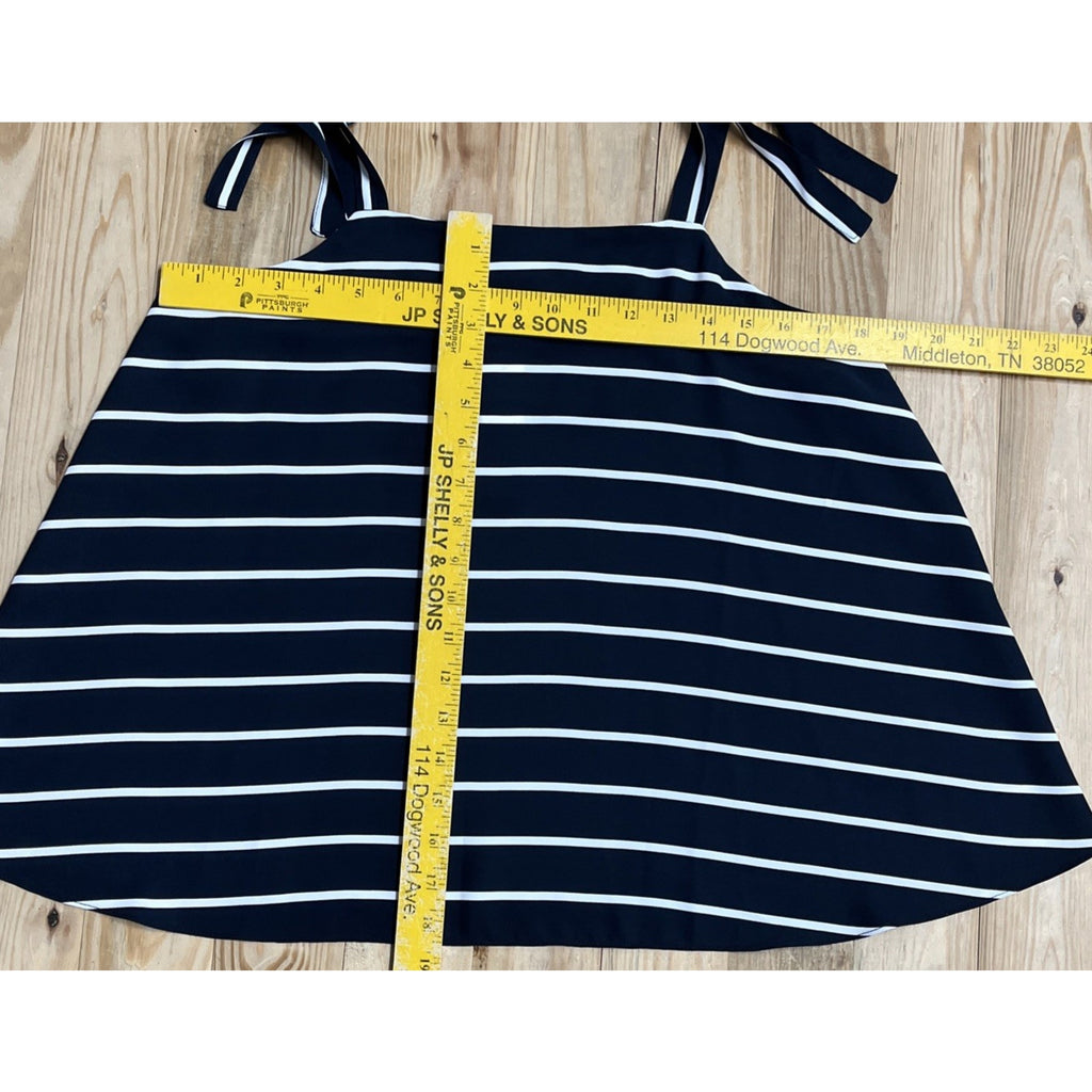 NWT Banana Republic Tank Top Womens Small Navy Stripe Tie Shoulder