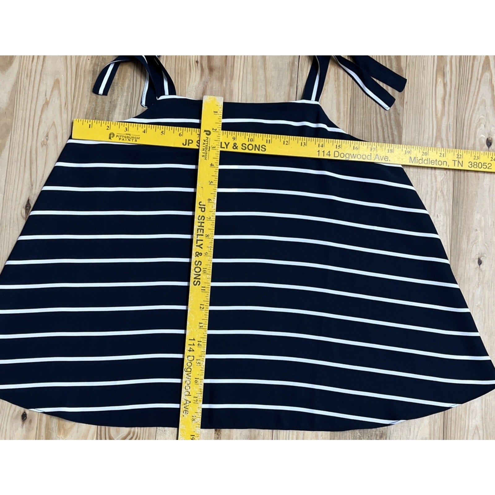 NWT Banana Republic Tank Top Womens Small Navy Stripe Tie Shoulder