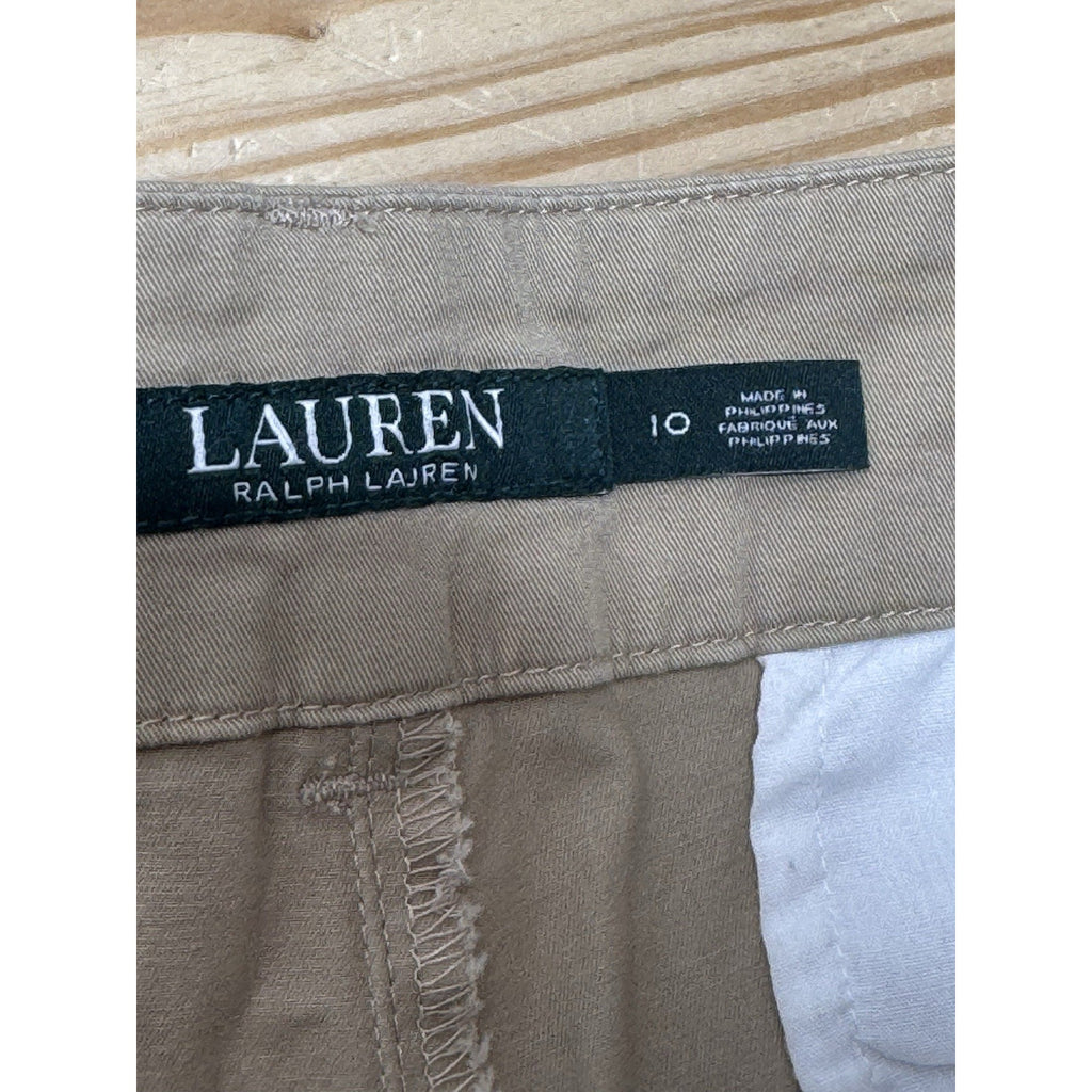Ralph Lauren Beige Brienda Wide Leg Belted Capri Pants Size 10