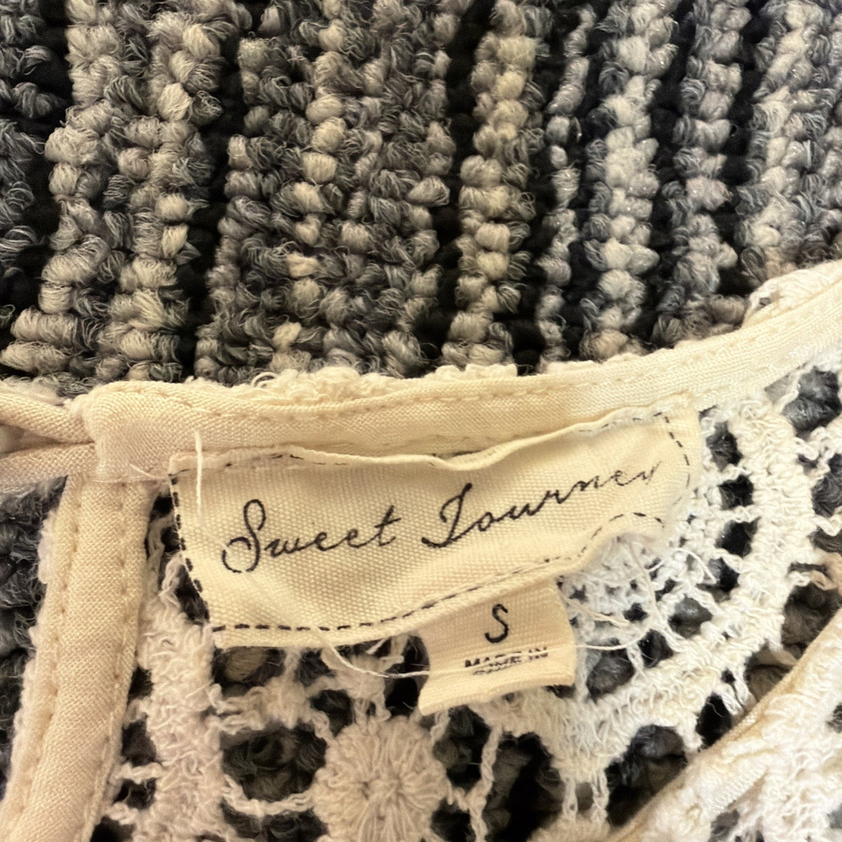 Sweet Journey Boutique Crotchet Lace Boho Tank Top Cream Size Small