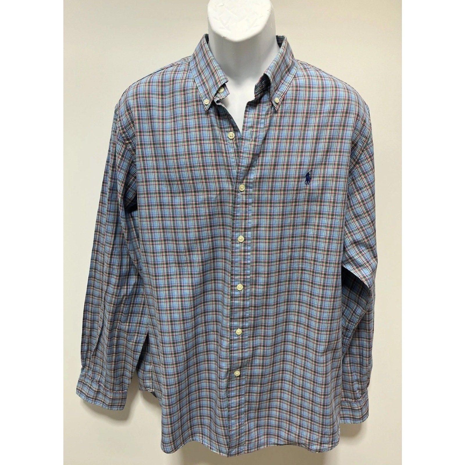 Ralph Lauren Button Down Shirt Long Sleeve Plaid Mens XL
