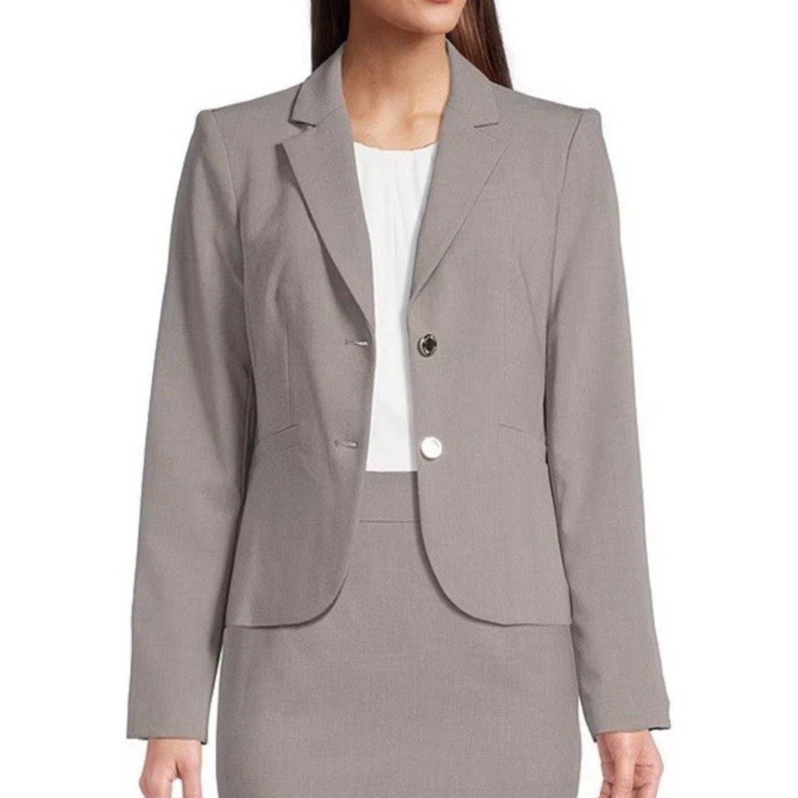 Calvin Klein Luxe Stretch 2 Button Notch Lapel Long Sleeve Lined Blazer Size 12