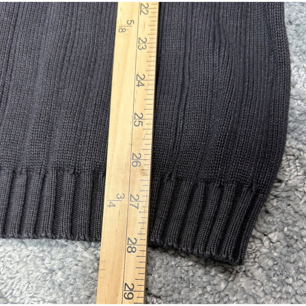 Hathaway Sweater Mens XL Black 1/4 Zip Mock Neck Ribbed Cotton Preppy Y2K