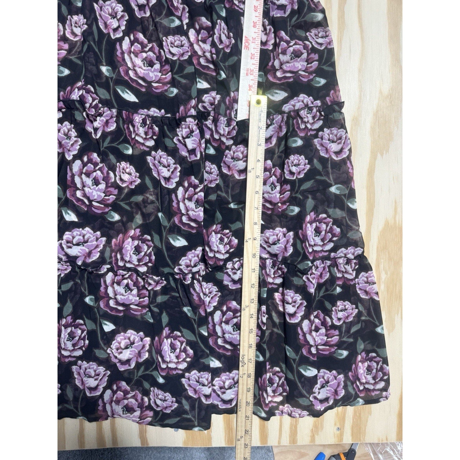 NWT Forever 21 Floral Maxi Dress Womens Small Black Pink Long Sleeve Cottagecore