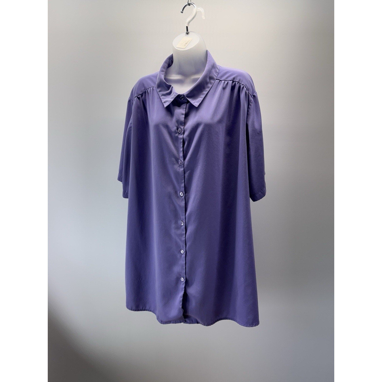 Only Necessities Button Up Blouse Plus Size 2X Purple Short Sleeve