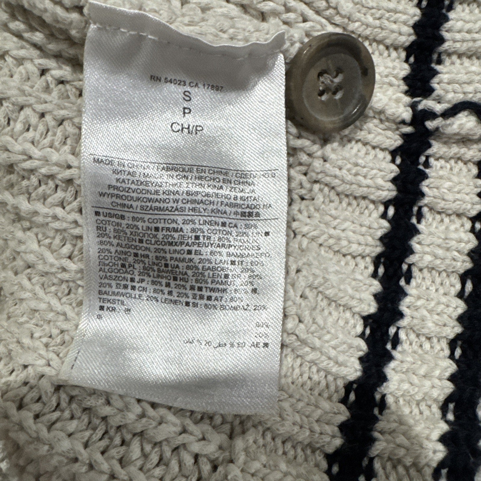 BANANA REPUBLIC Shawl Collar CARDIGAN Ivory Cable Knit Cotton Linen Men’s Size S