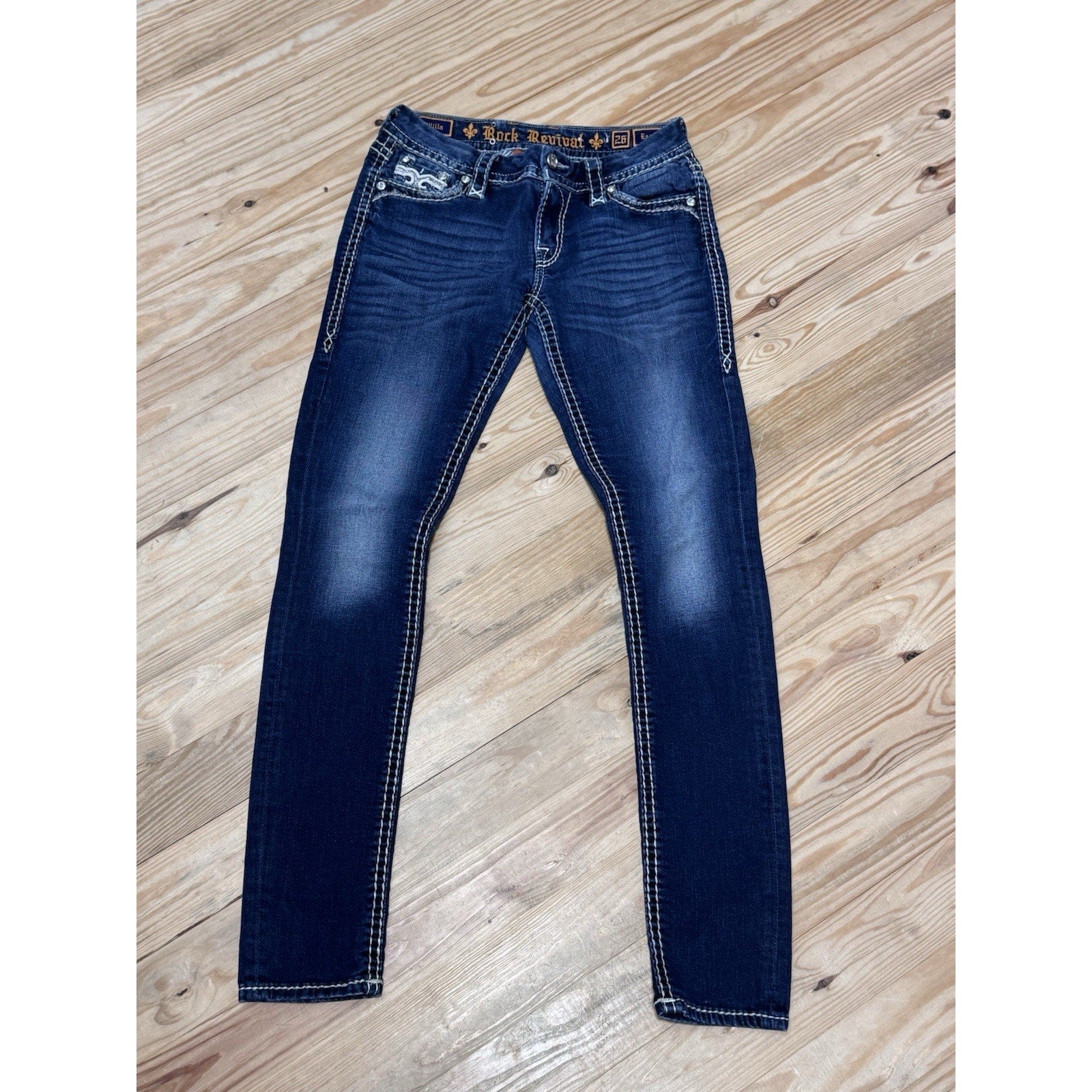 Rock Revival Willa Easy Skinny Blue Jeans Women’s Size 26x 31 Spot In Pic