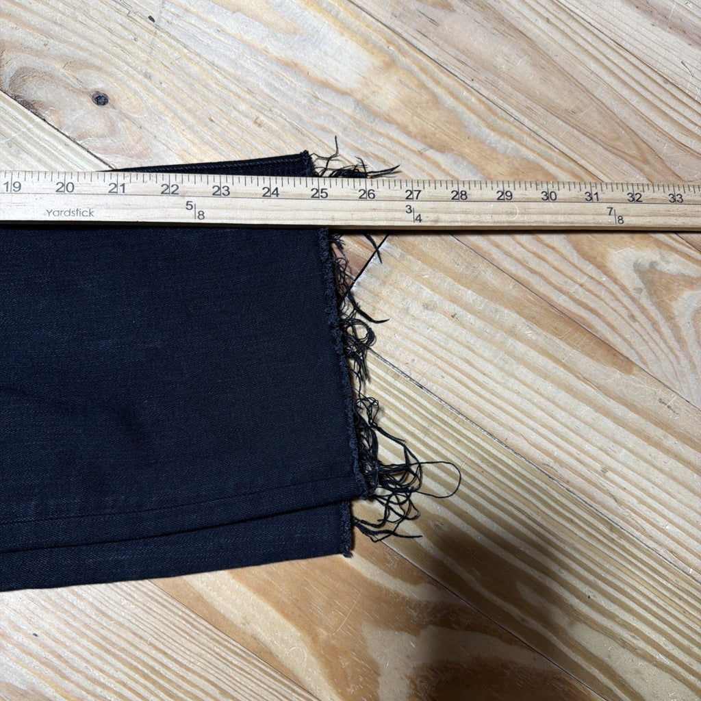 Flying Monkey Womens Hig Rise Slim Crop Jeans 30 Black Stretch Denim Raw Hem