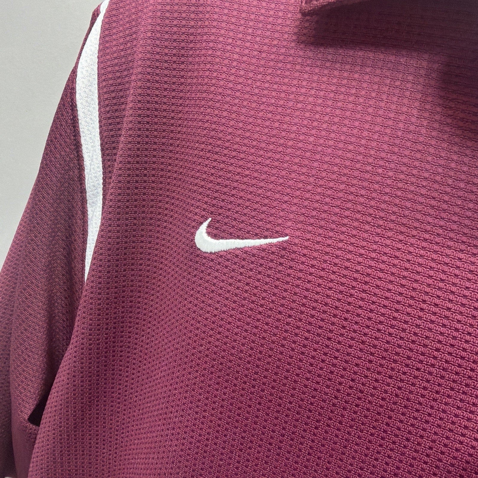 Nike Men's L Team Gameday Training Fit Dry Polo Shirt Embroidered Maroon White