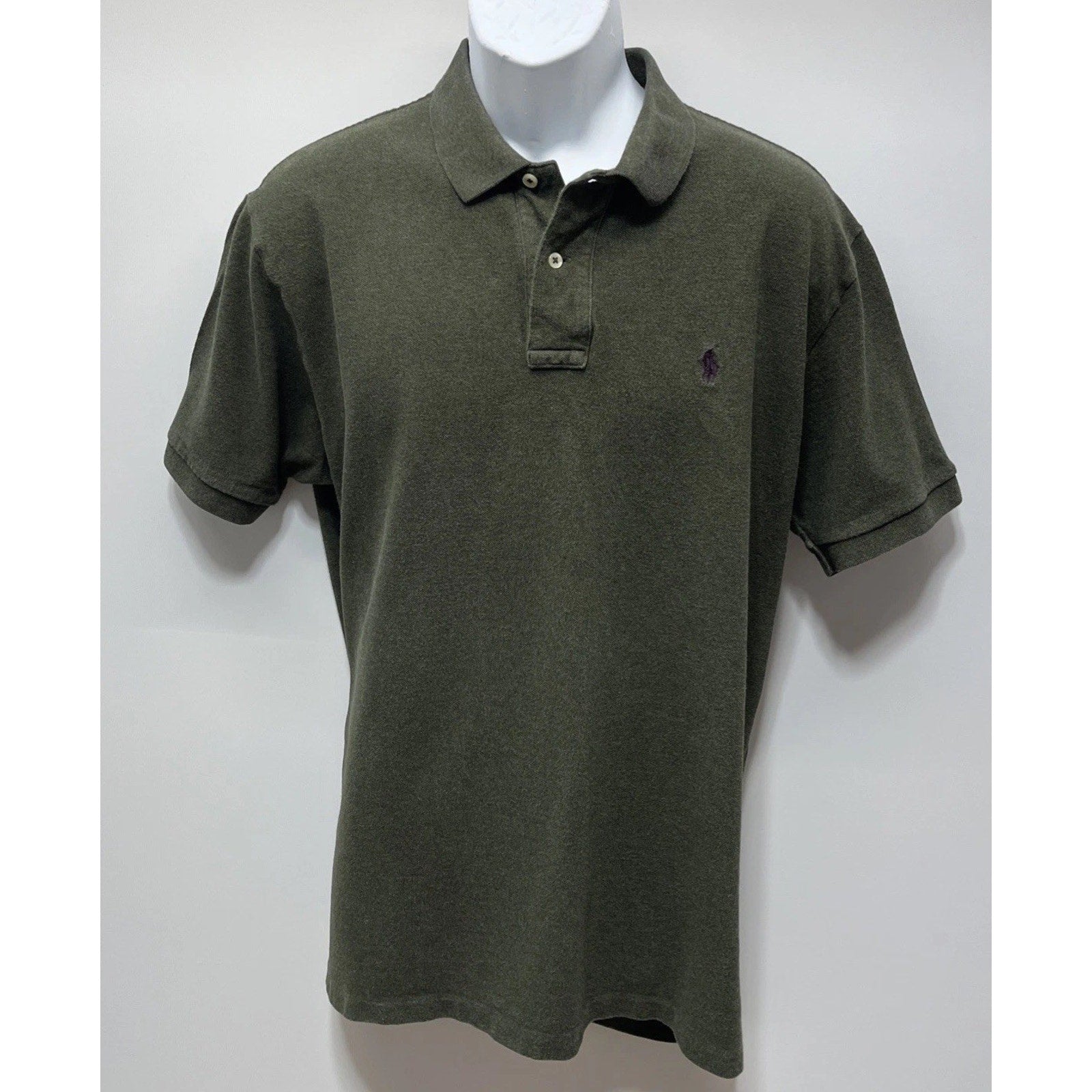 Ralph Lauren Polo Shirt Men's XL Green Custom Fit Preppy Purple Pony