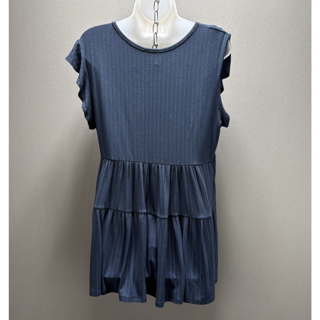 Francesca’s Blue Rain Women’s Short Sleeve Tiered Dress, Size Large NWT