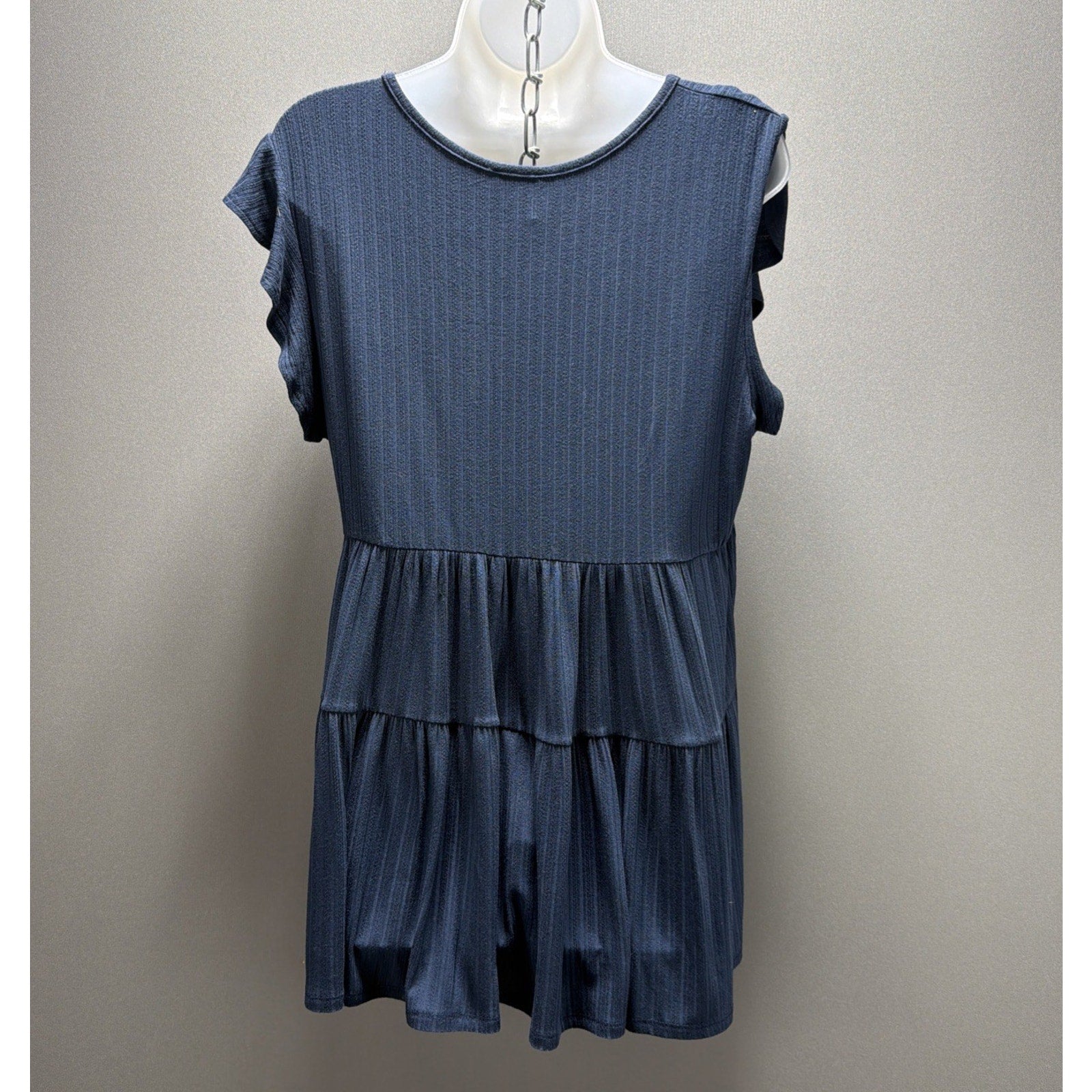 Francesca’s Blue Rain Women’s Short Sleeve Tiered Dress, Size Large NWT