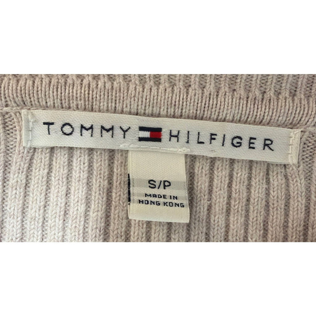 Tommy Hilfiger Jeans Ribbed Sweater Pullover V- Neck Women Beige Size Small