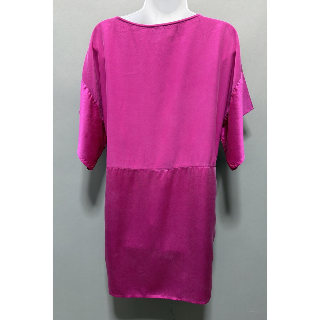 Talbots Silk Dress Kimono Sheath Deep Pink With Pockets Size 8 Petite