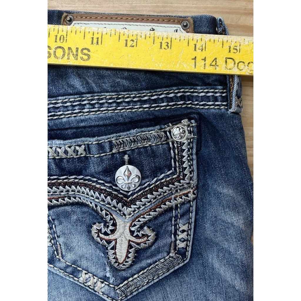 Rock Revival Betty Boot Jeans Sz 27 Embellished Rhinestone
