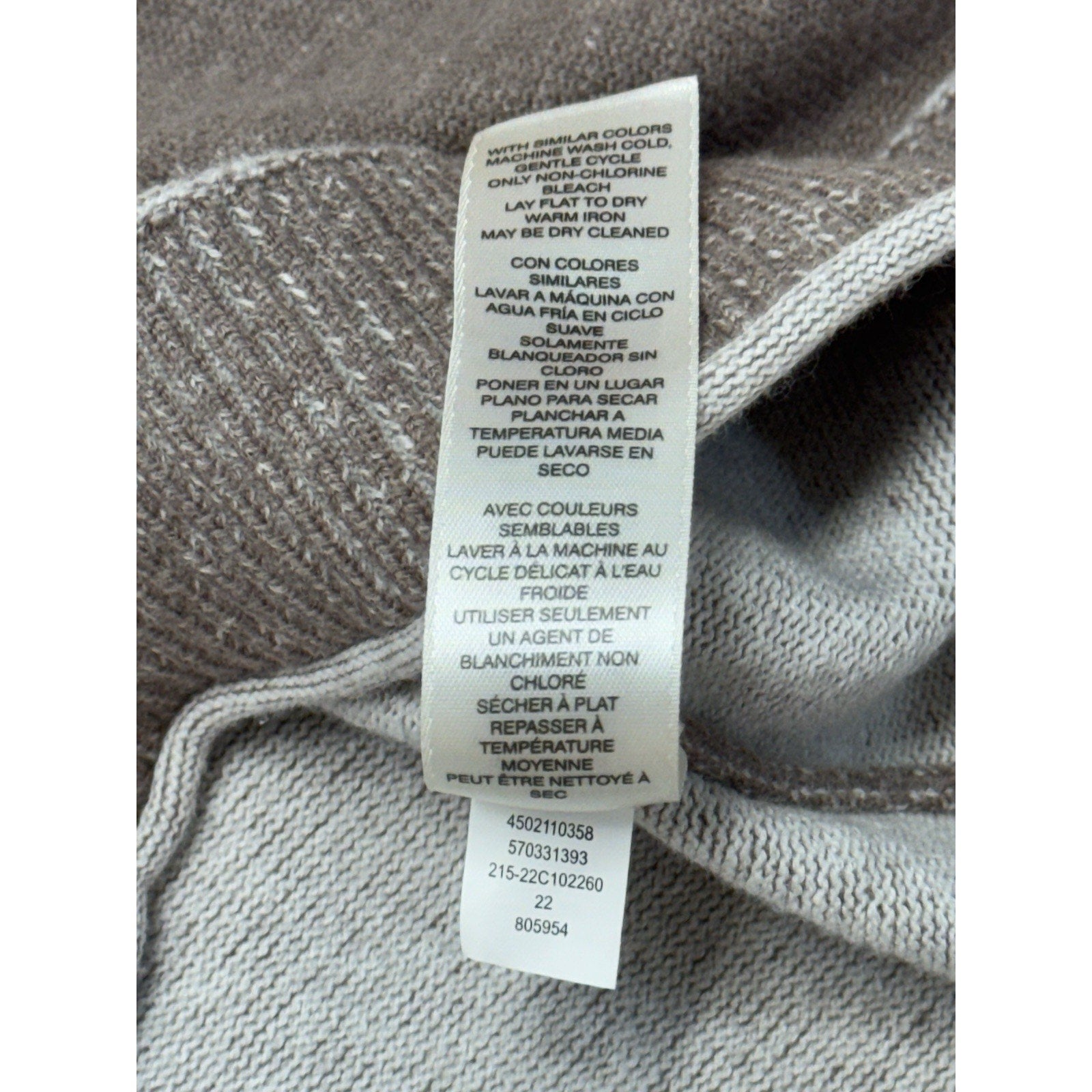 Chico's Womens 2 (12) Long Sleeve Stretch Knit Sweater Taupe Tan Cable Knit Hem