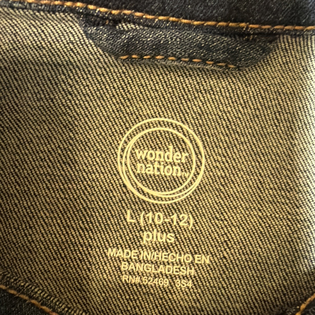 wonder nation girl's jean jacket size L Plus 10/12 dark wash blue NWT Stretch